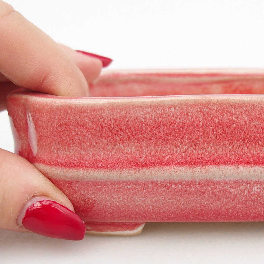 Keramická bonsai miska 12 x 10,5 x 4 cm, barva červená