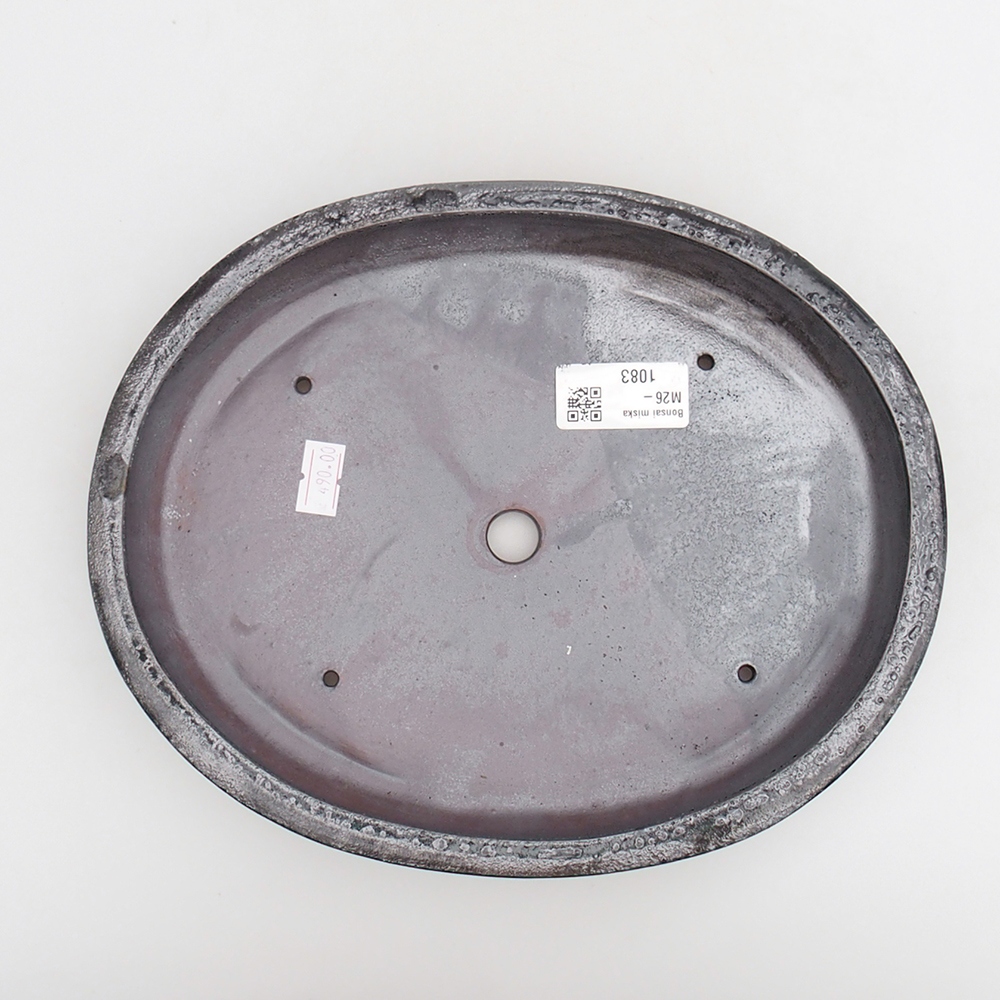 Keramická bonsai miska 24 x 19,5 x 4 cm, barva černozelená