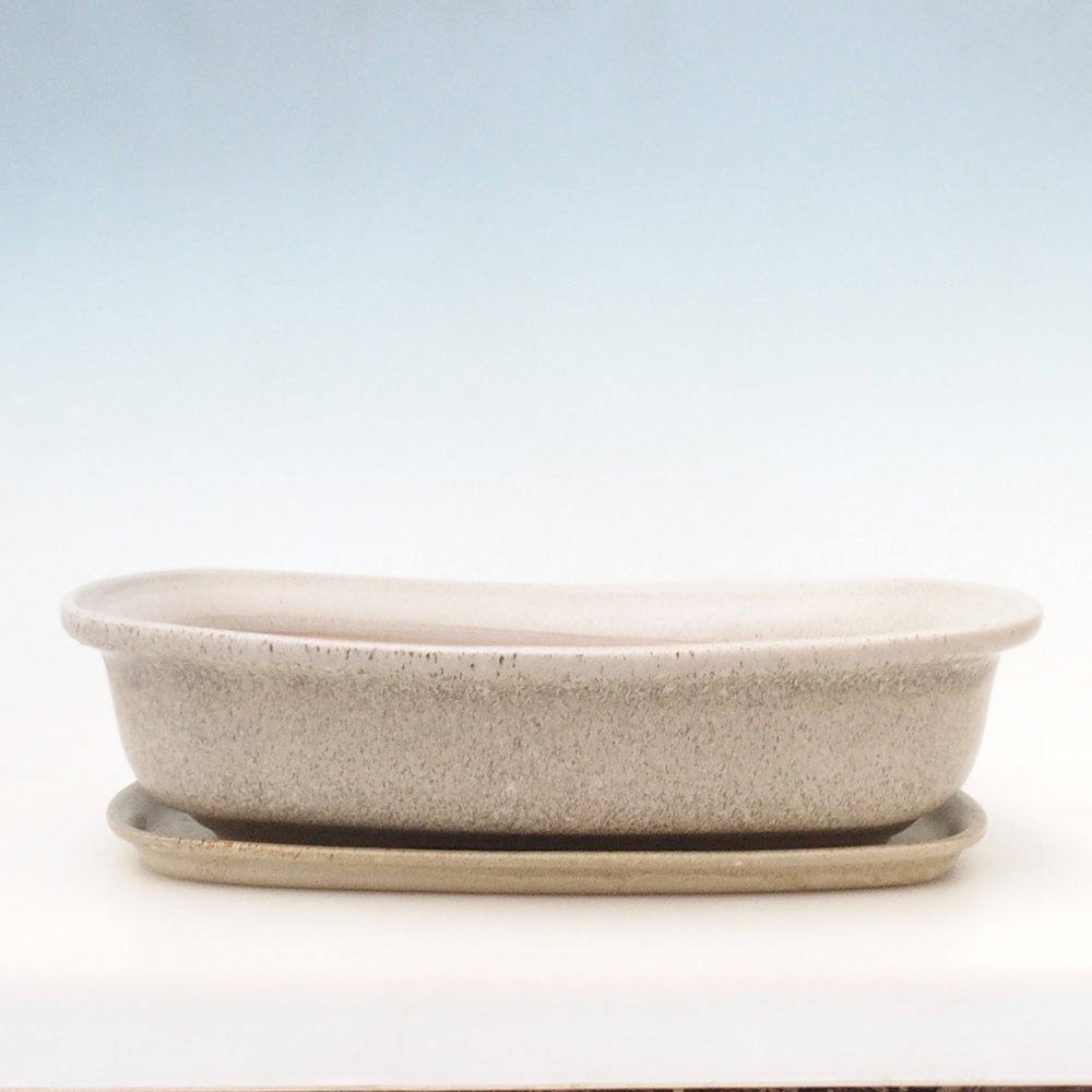 Bonsai miska + podmiska H10 - 37 x 28 x 9 cm. - béžová