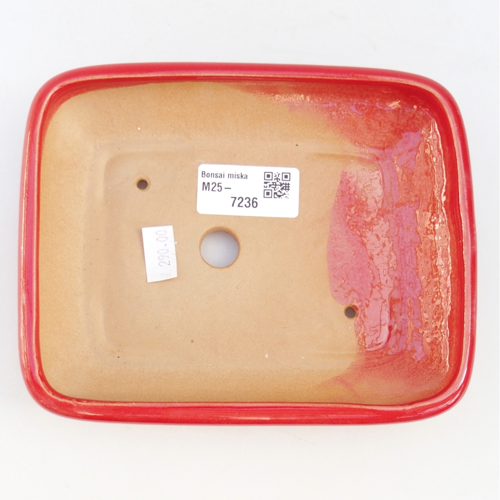 Keramická bonsai miska 16,5 x 13,5 x 3,5 cm, barva červená