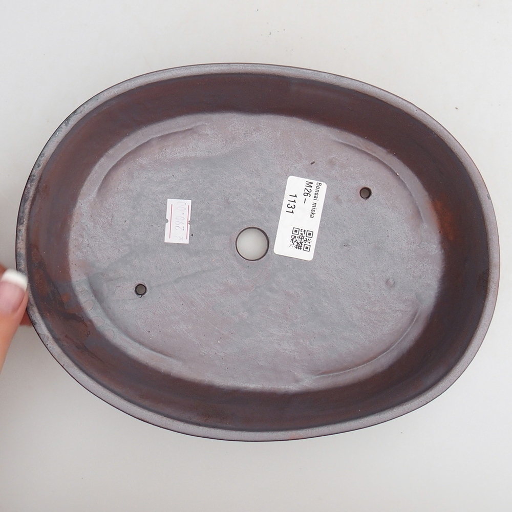 Keramická bonsai miska 21,5 x 17 x 5 cm, barva kovová