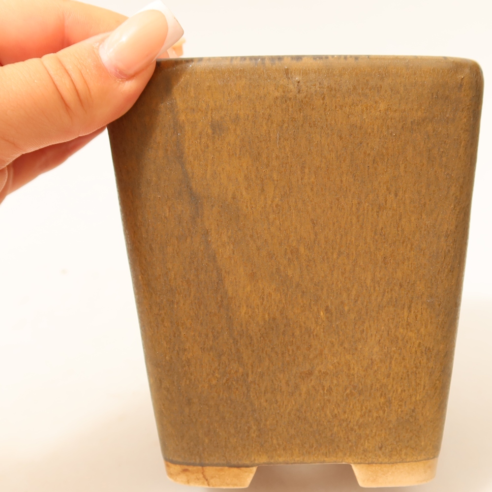 Keramická bonsai miska 10,5 x 10,5 x 12 cm, barva hnědá