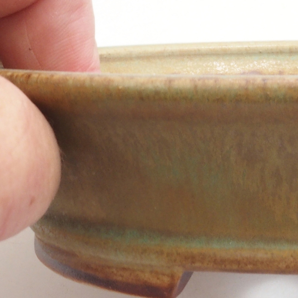Keramická bonsai miska 13,,5 x 12 x 3,5 cm, barva zelená