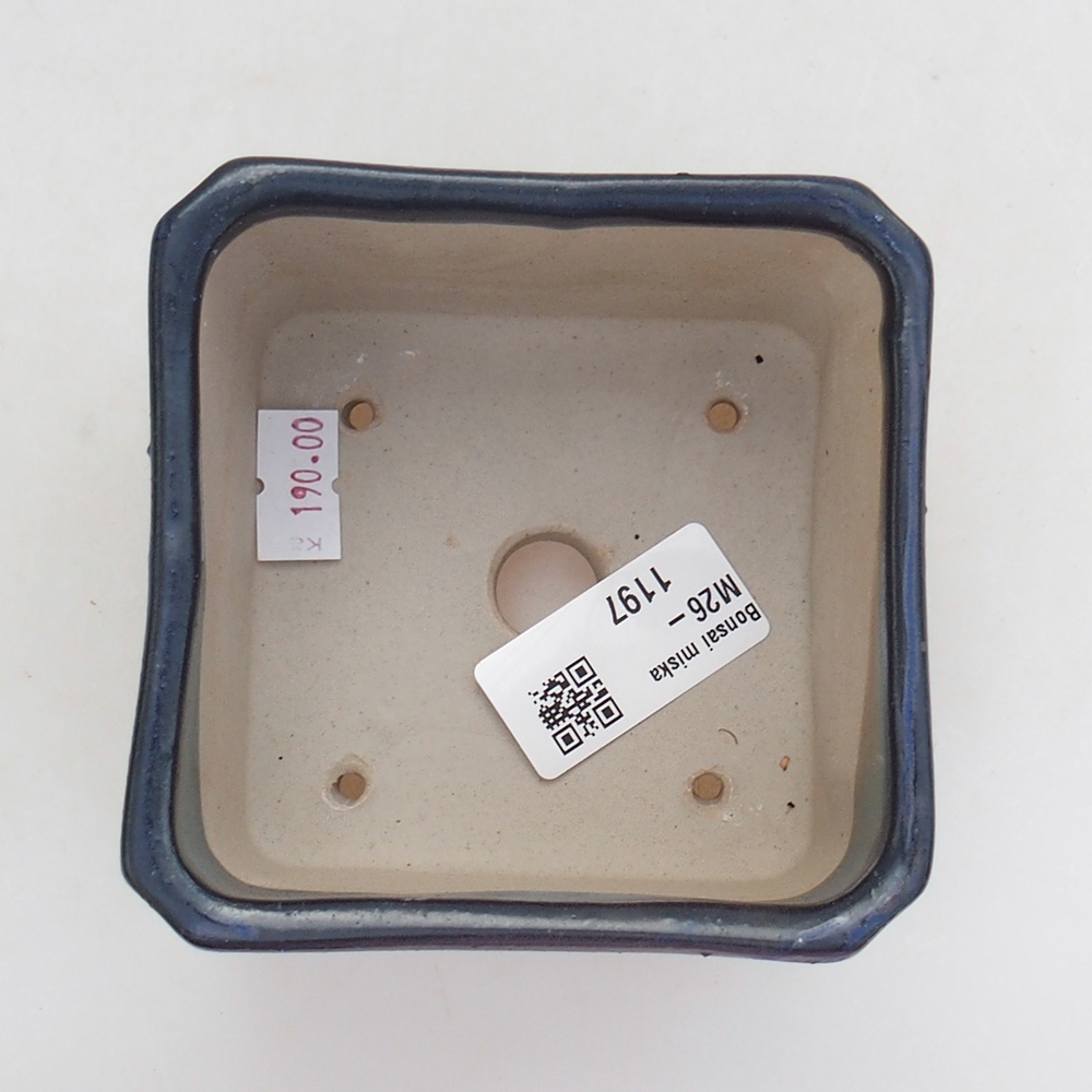 Keramická bonsai miska 9 x 9 x 7 cm, barva modrá