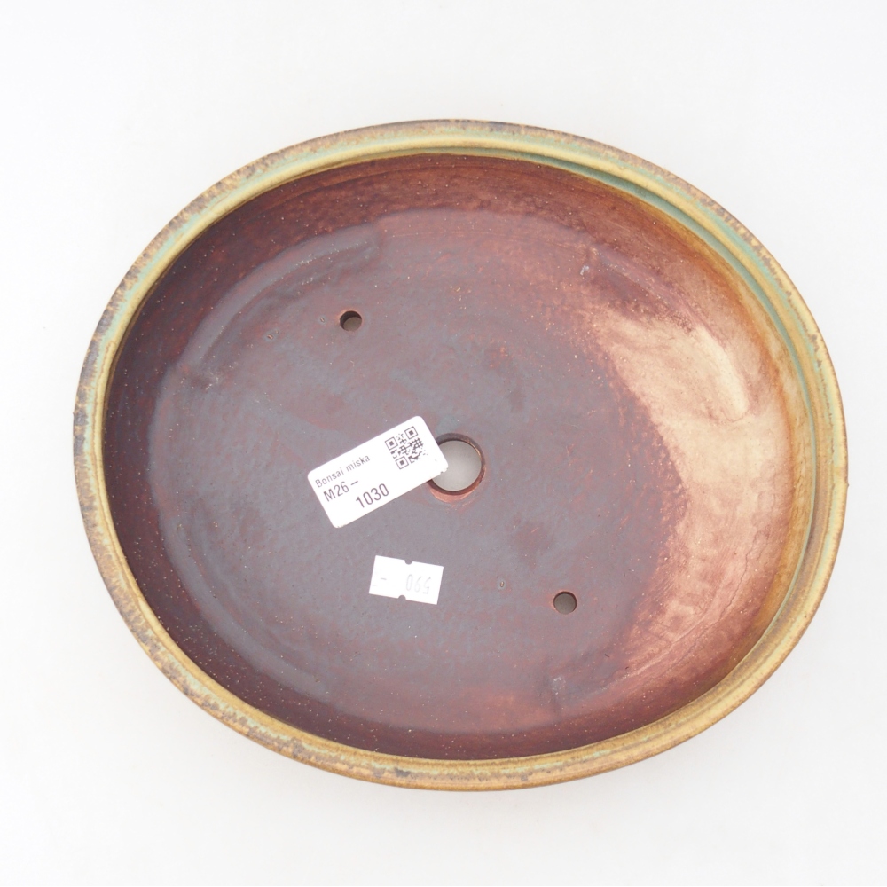 Keramická bonsai miska 22,5 x 20 x 4,5 cm, barva zelená