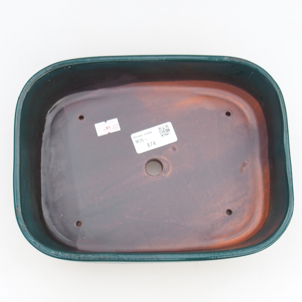 Keramická bonsai miska 23 x 18 x 5,5 cm, barva zelená