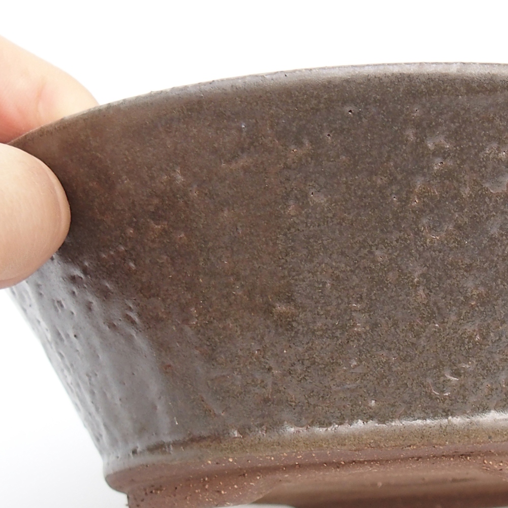 Keramická bonsai miska 17,5 x 17,5 x 6 cm, barva kovová