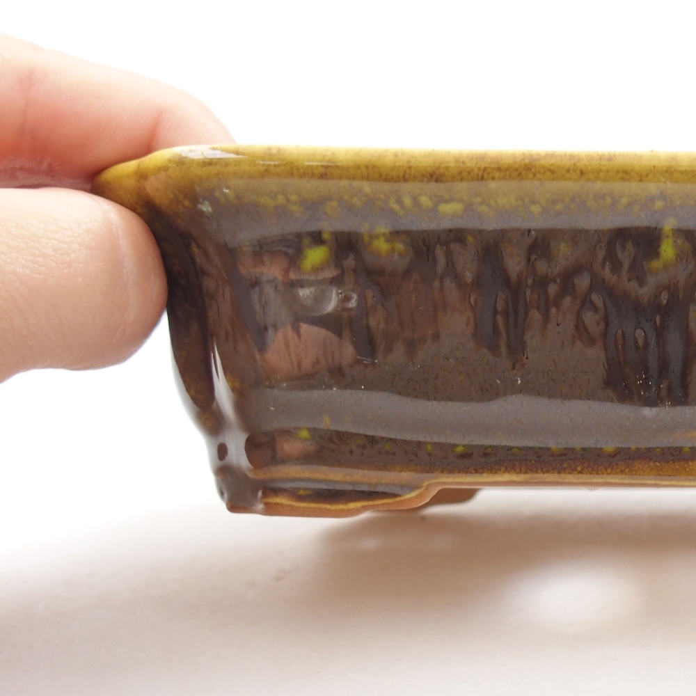 Keramická bonsai miska 13 x 10,5 x 4 cm, barva žlutá