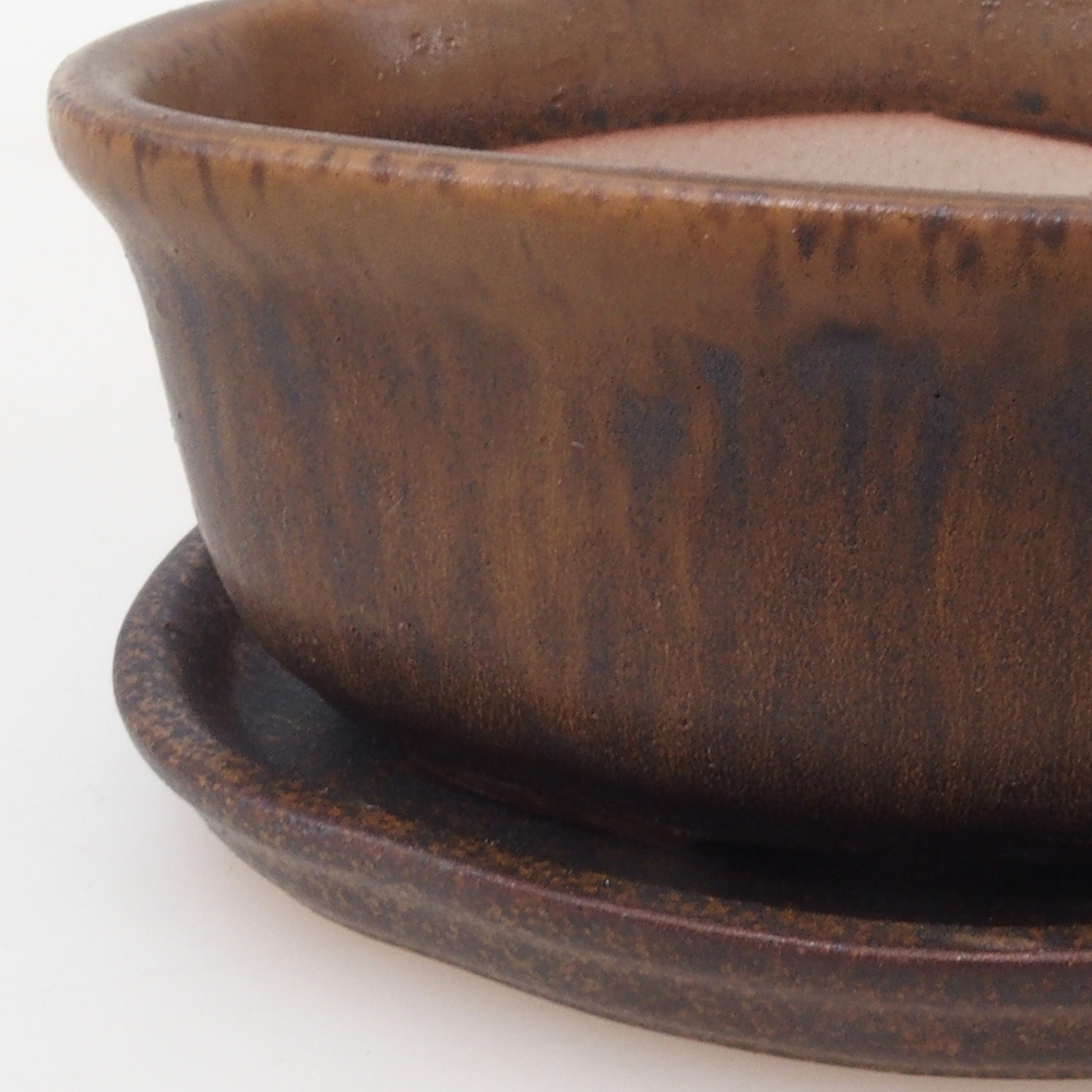 Bonsai miska + podmiska H05 - 11 x 8 x 4 cm. - hnědá
