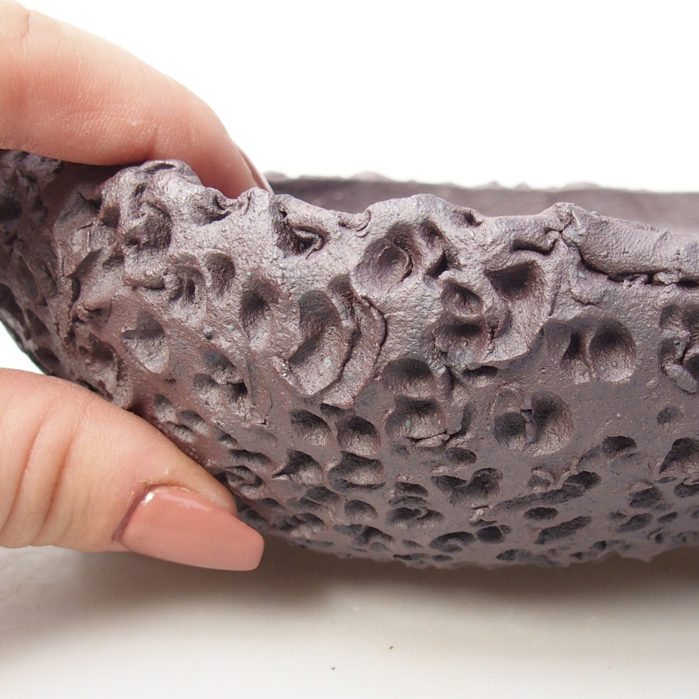 Keramická bonsai miska 17 x 17 x 7 cm, barva kovová