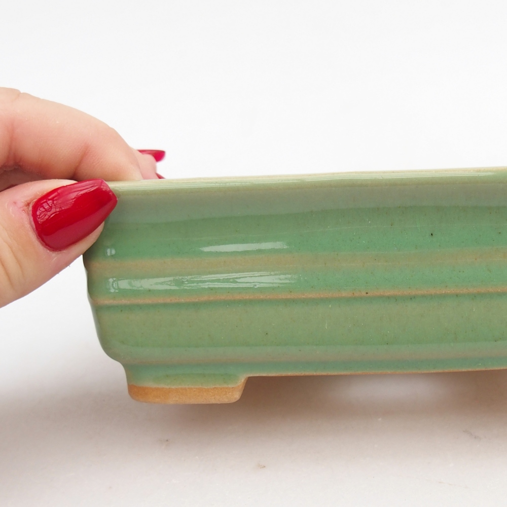 Keramická bonsai miska 13,5 x 10 x 4,5 cm, barva zelená