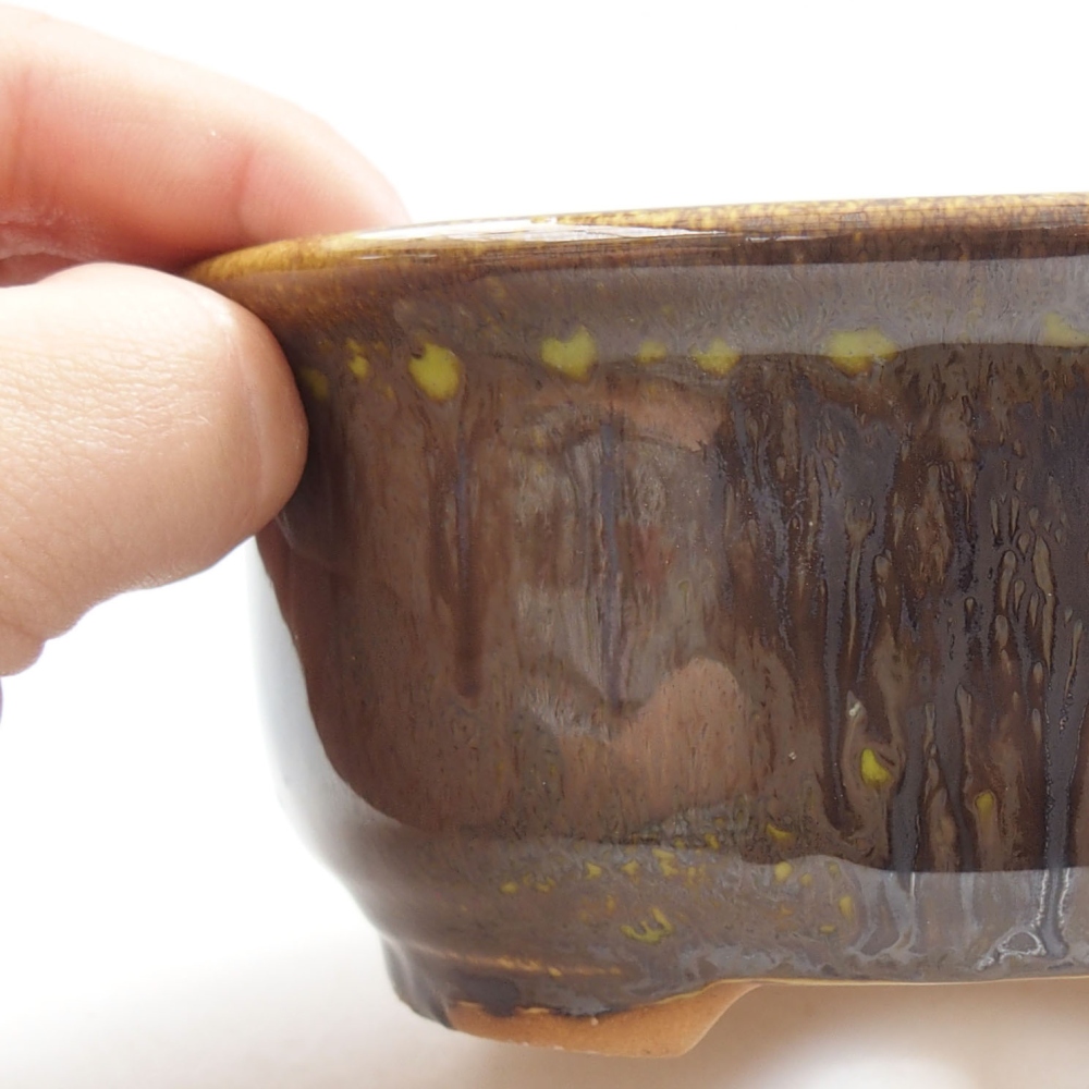 Keramická bonsai miska 12,5 x 10,5 x 5,5 cm, barva žlutá