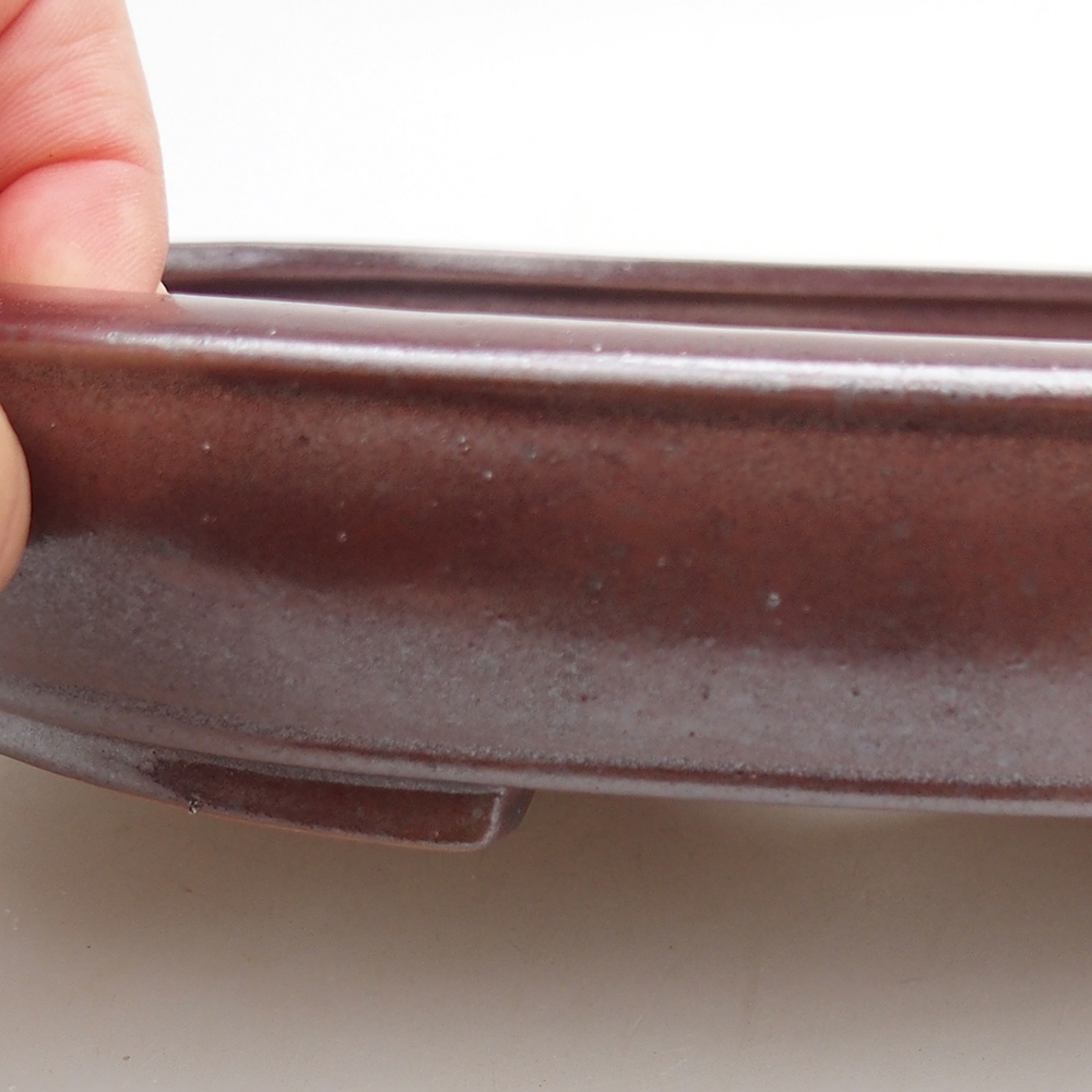 Keramická bonsai miska 24 x 19,5 x 4 cm, barva vínová