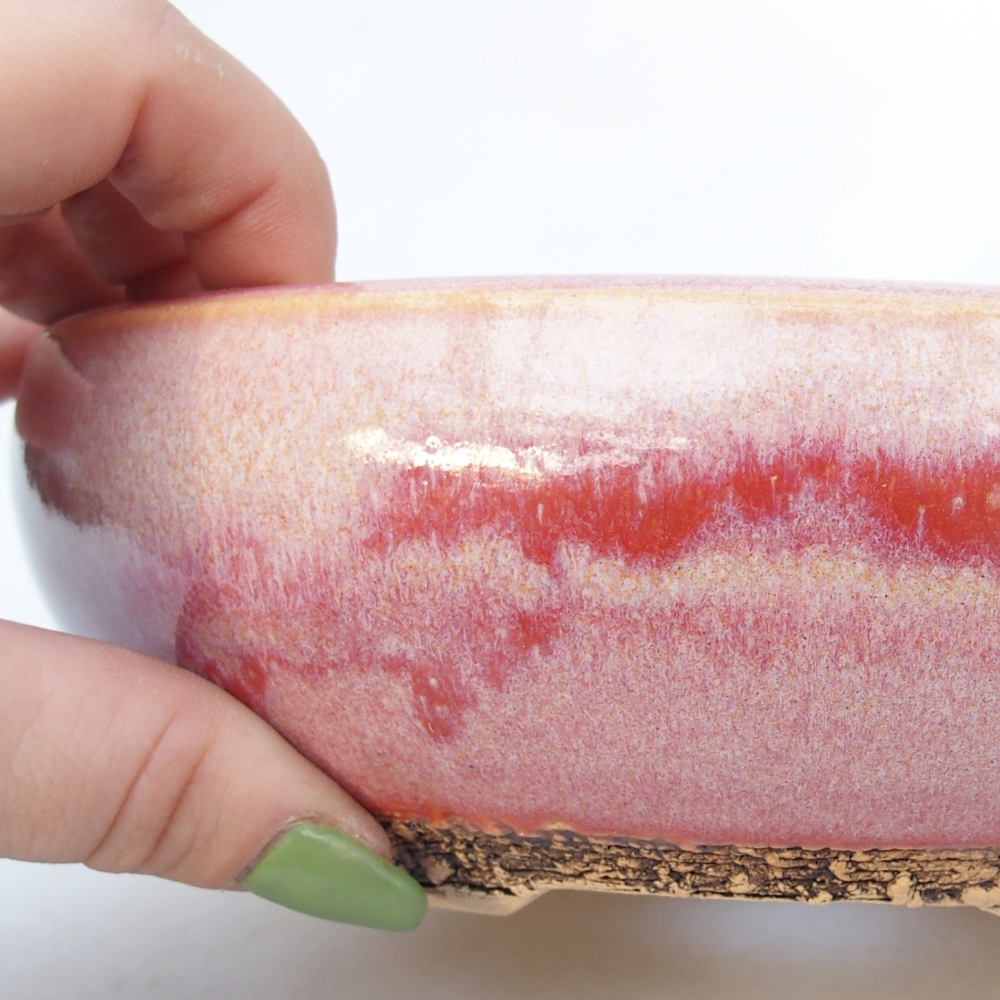 Keramická bonsai miska 18,5 x 18,5 x 6 cm, barva růžová