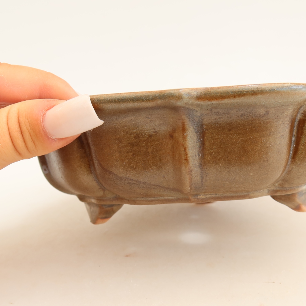 Keramická bonsai miska 18,5 x 18,5 x 5 cm, barva hnědá