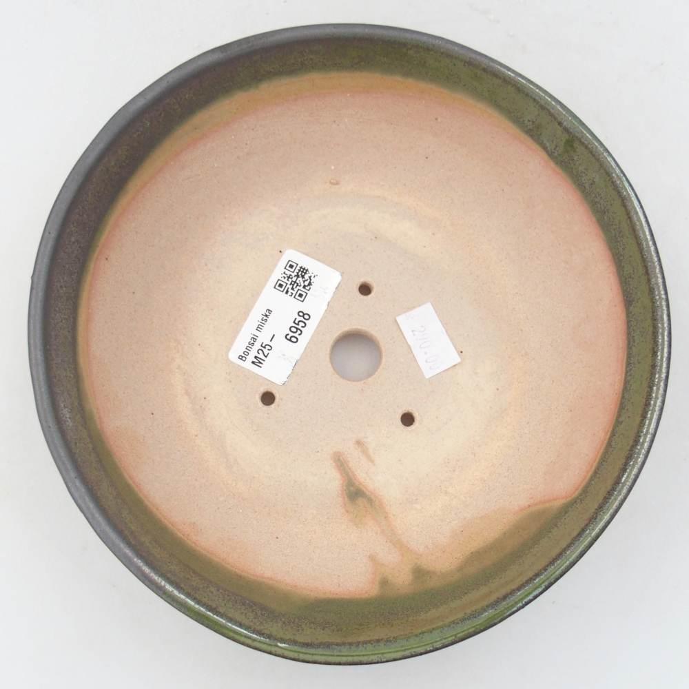 Keramická bonsai miska 18 x 18 x 5 cm, barva zelená