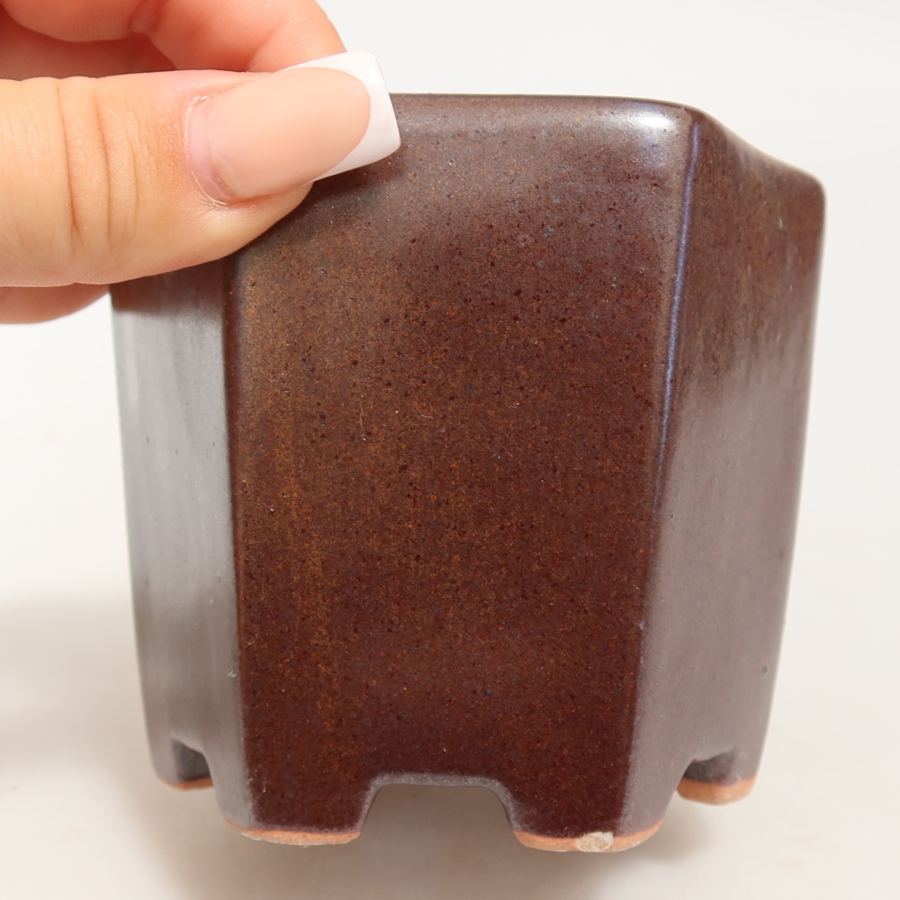 Keramická bonsai miska 9 x 8,5 x 8 cm, barva hnědá