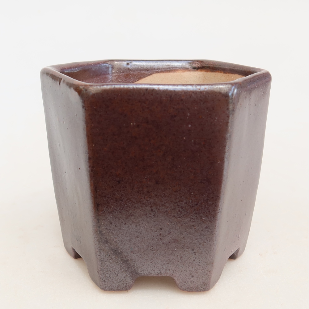 Keramická bonsai miska 9 x 8 x 8 cm, barva hnědá