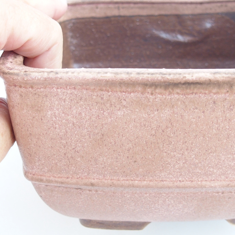 Keramická bonsai miska 16 x 16 x 9 cm, barva růžová
