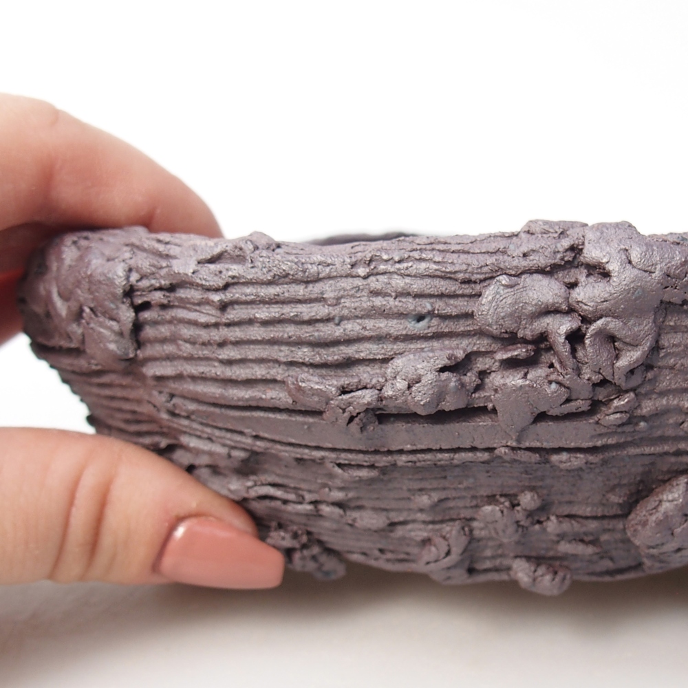 Keramická bonsai miska 16,5 x 16 x 5,5 cm, barva kovová