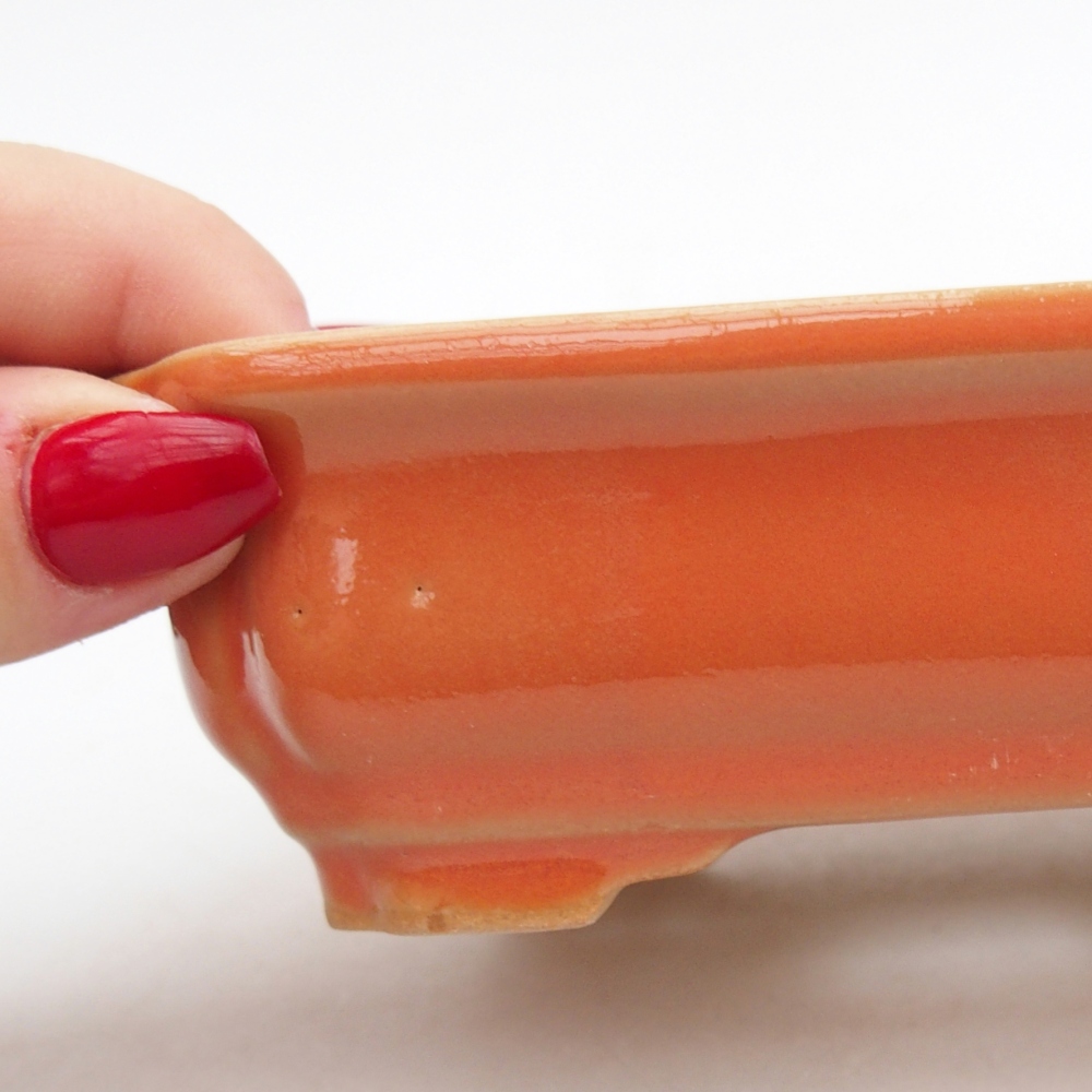 Keramická bonsai miska 14 x 11 x 4 cm, barva oranžová