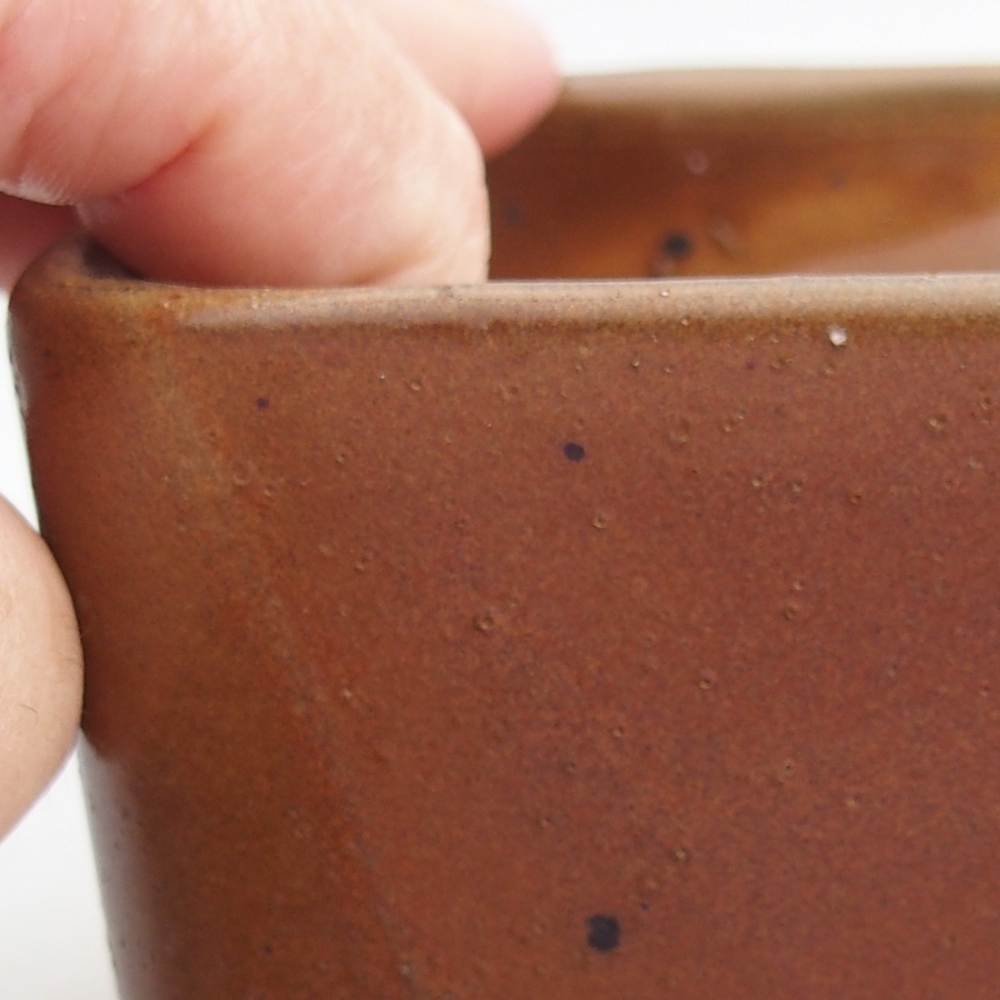 Keramická bonsai miska 10 x 10 x 8 cm, barva hnědá