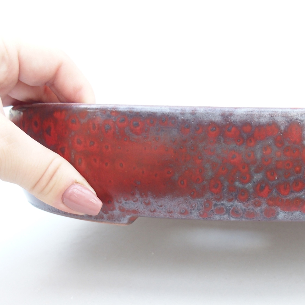 Keramická bonsai miska 26,5 x 21 x 5 cm, barva červená