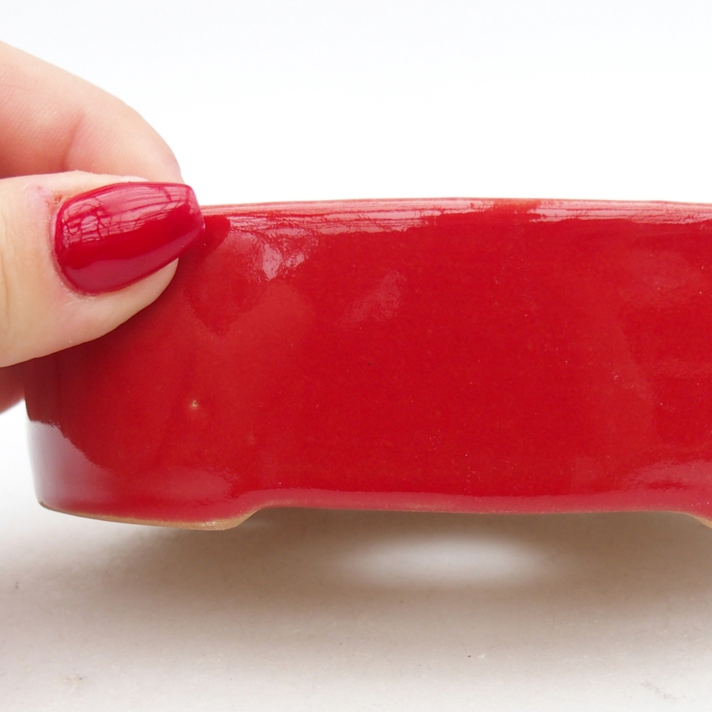 Keramická bonsai miska 12,5 x 10 x 3,5 cm, barva červená