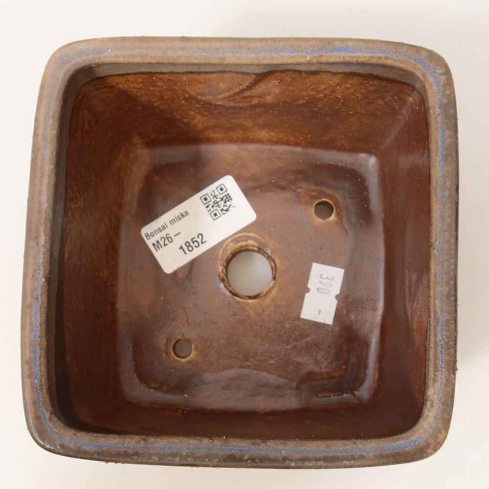 Keramická bonsai miska 13 x 13 x 8 cm, barva modrá