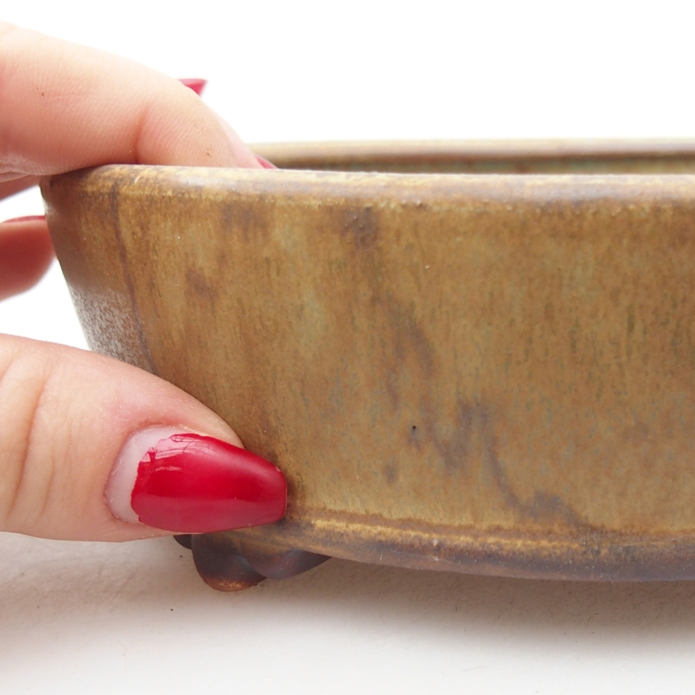 Keramická bonsai miska 15,5 x 15,5 x 5 cm, barva zelená