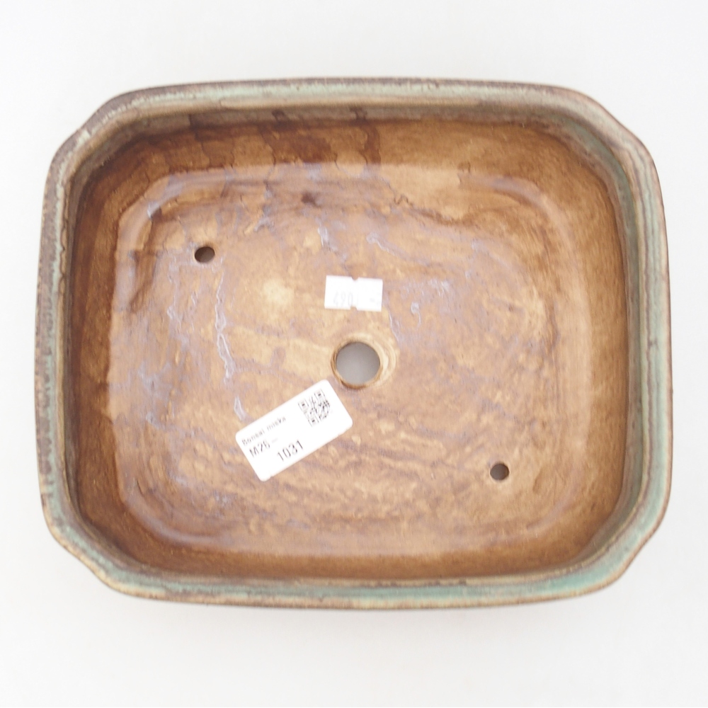 Keramická bonsai miska 21 x 18 x 6 cm, barva zelená