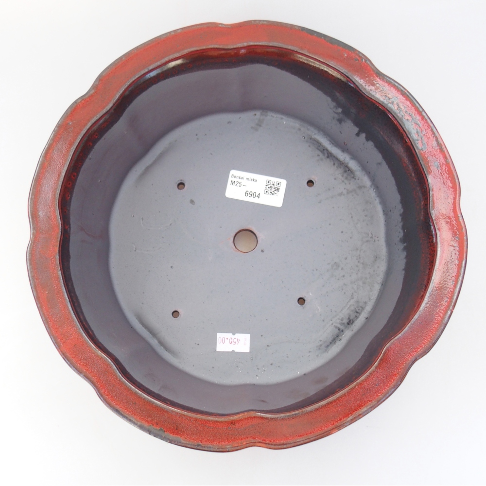 Keramická bonsai miska 26 x 26 x 8 cm, barva červená