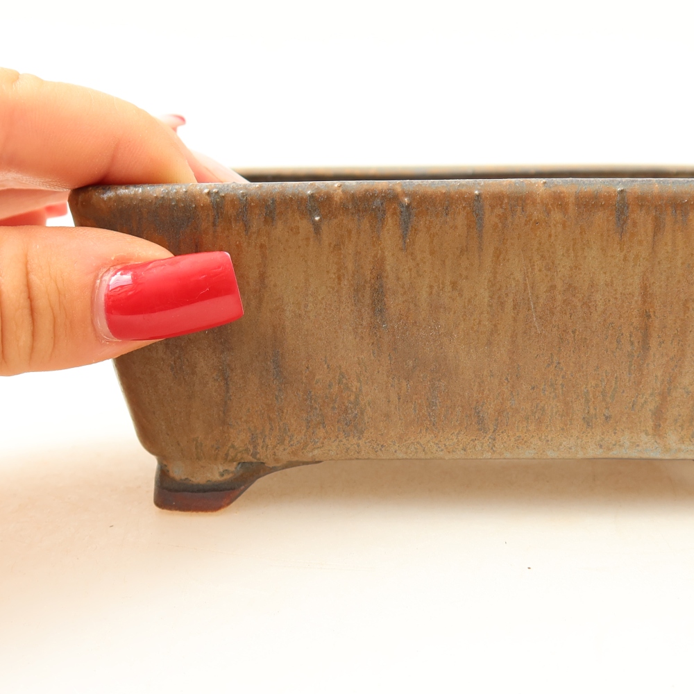 Keramická bonsai miska 13,5 x 11 x 5 cm, barva hnědá