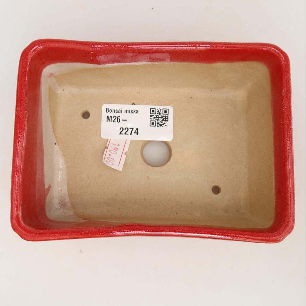 Keramická bonsai miska 13 x 9 x 5 cm, barva červená