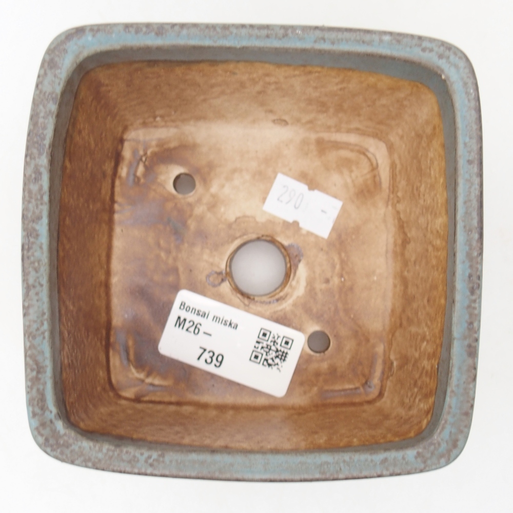 Keramická bonsai miska 11 x 11 x 7 cm, barva modrá