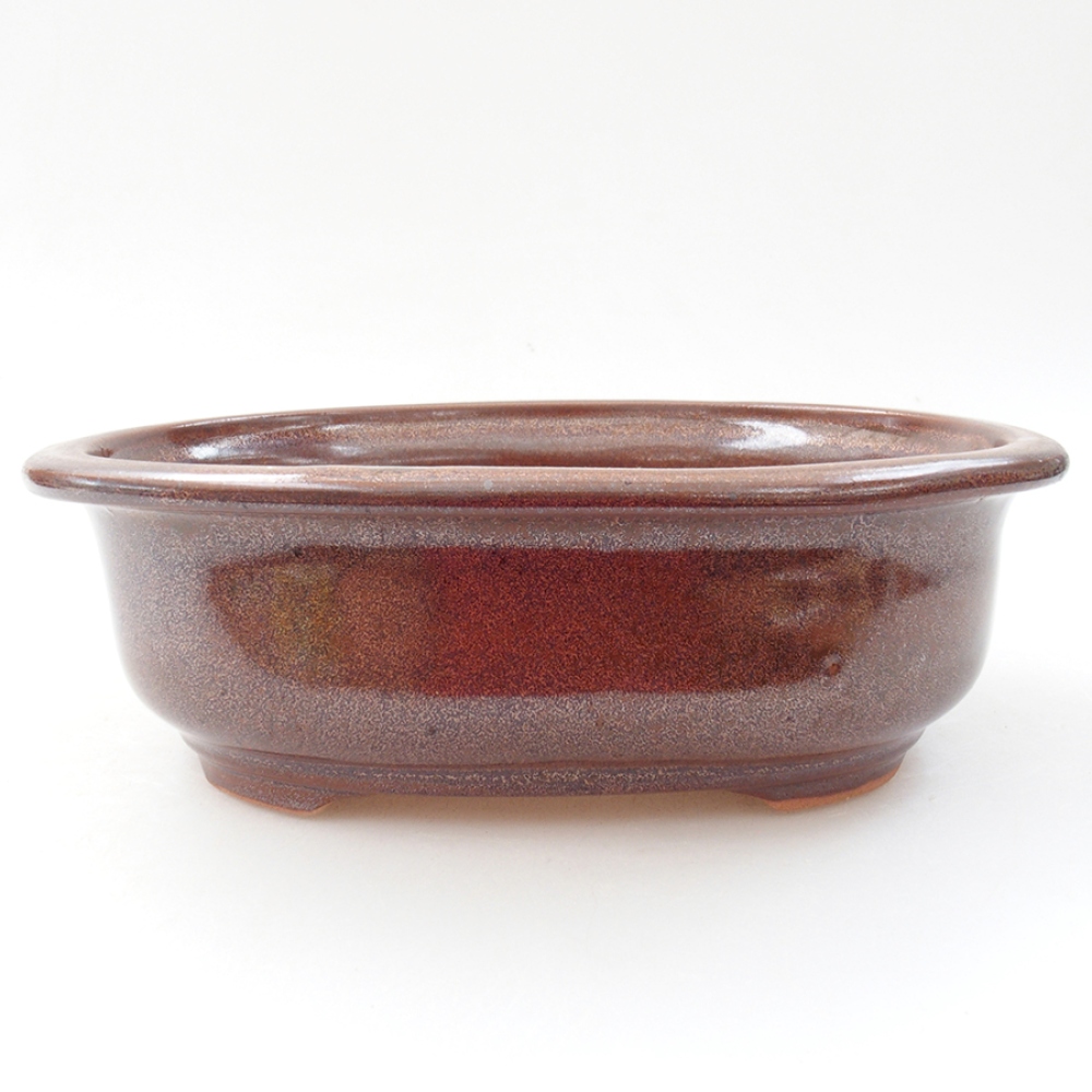 Keramická bonsai miska 18 x 14,5 x 6 cm, barva hnědá