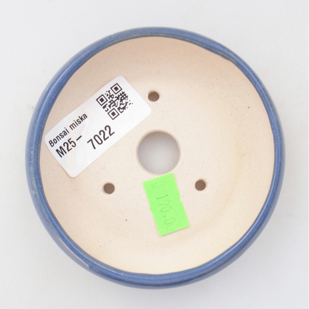 Keramická bonsai miska 9 x 9 x 2,5 cm, barva modrá