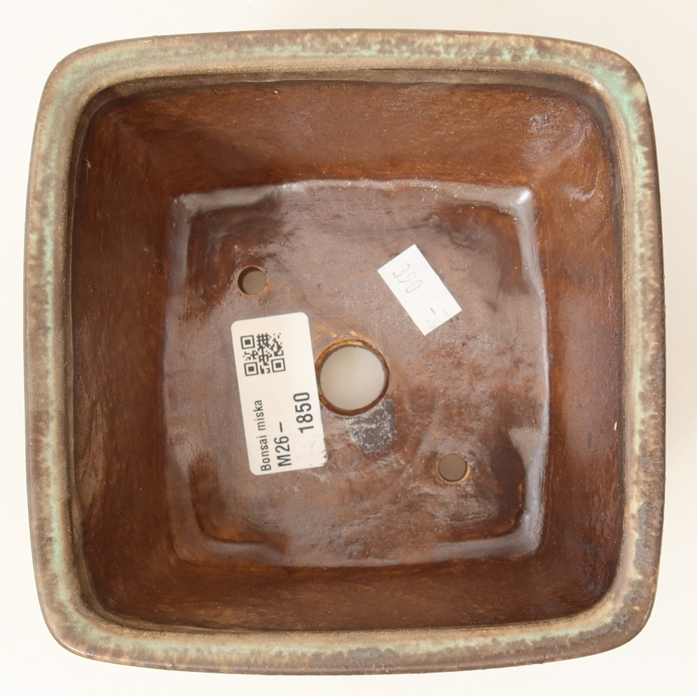 Keramická bonsai miska 13 x 13 x 8 cm, barva zelená