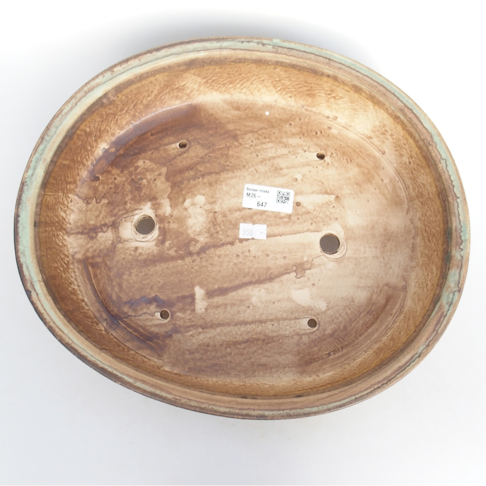 Keramická bonsai miska 32,5 x 28,5 x 7,5 cm, barva zelená