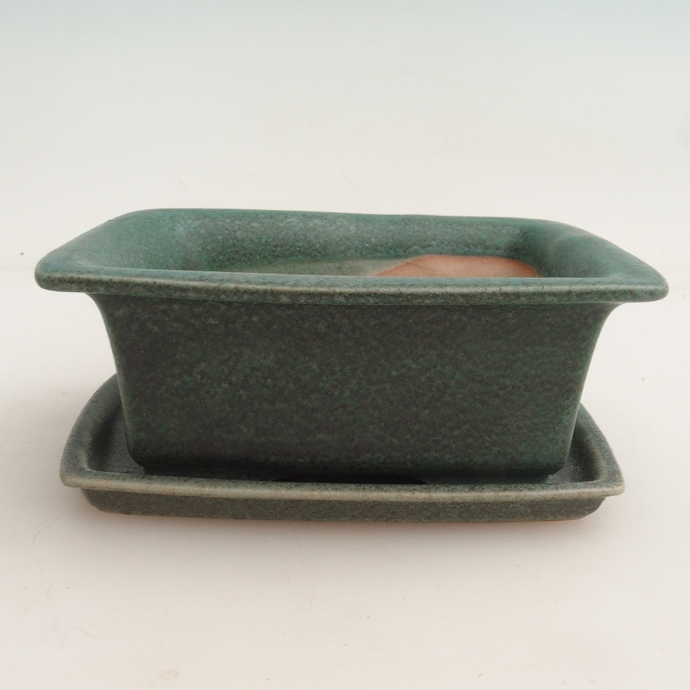 Bonsai miska + podmiska H11 - 11,5 x 10 x 4 cm.  - zelená