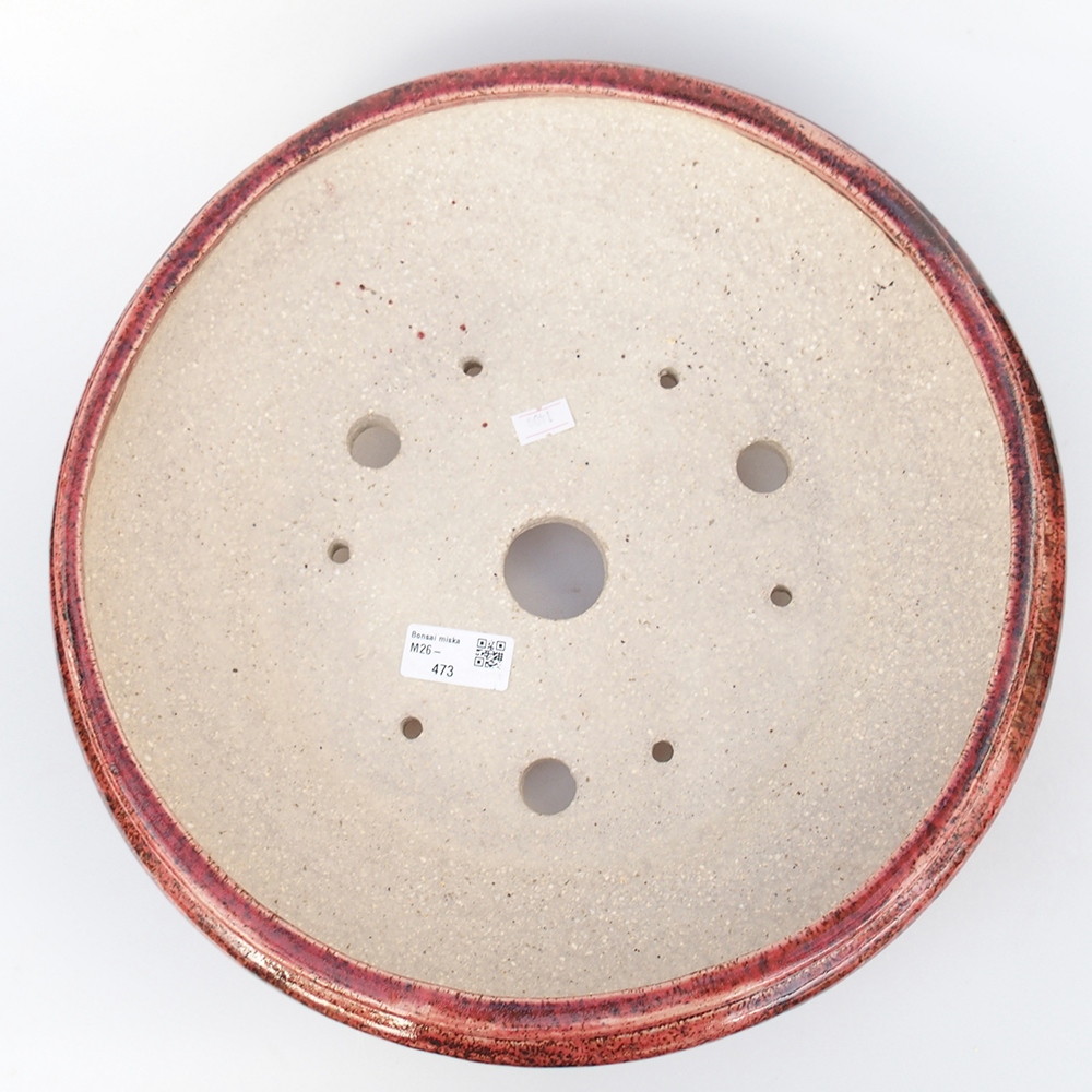 Keramická bonsai miska 35 x 35 x 9,5 cm, barva červená