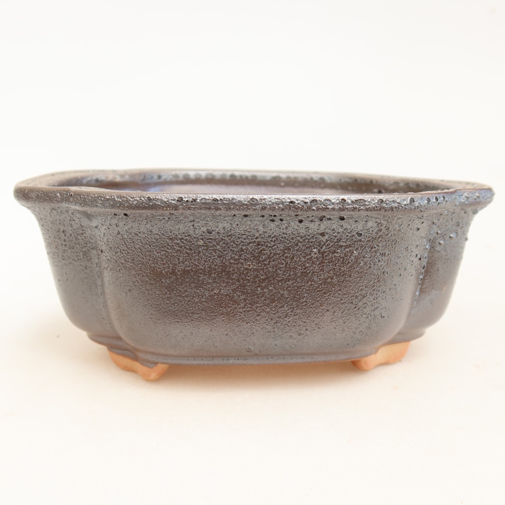 Keramická bonsai miska 13,5 x 10,5 x 5 cm, barva kovová