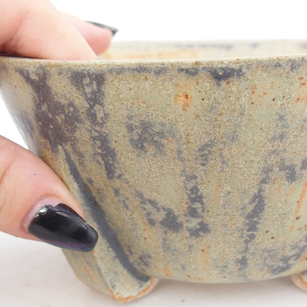 Keramická bonsai miska 13,5 x 13,5 x 6,5 cm, barva zelená