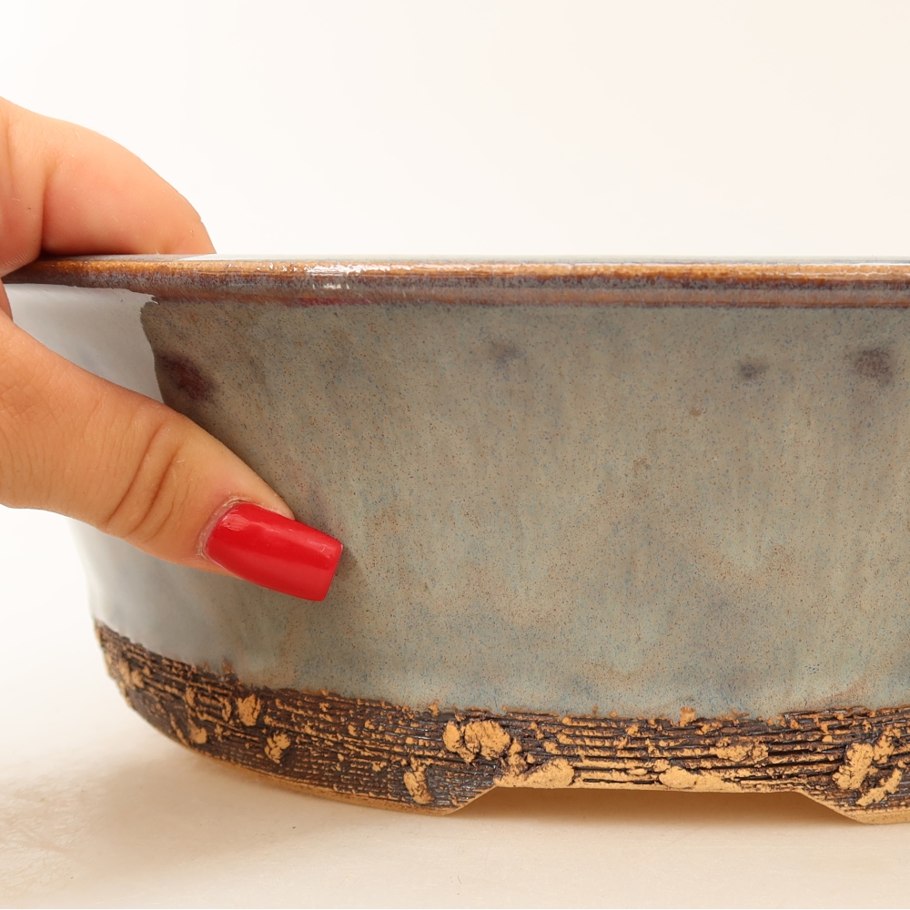 Keramická bonsai miska 31,5 x 31,5 x 9 cm, barva šedá
