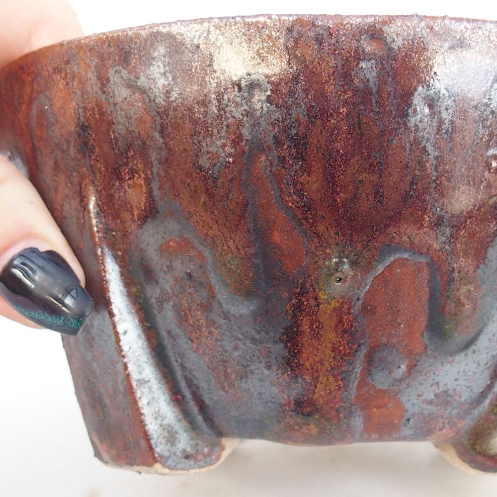 Keramická bonsai miska 13,5 x 13,5 x 6,5 cm, barva hnědá