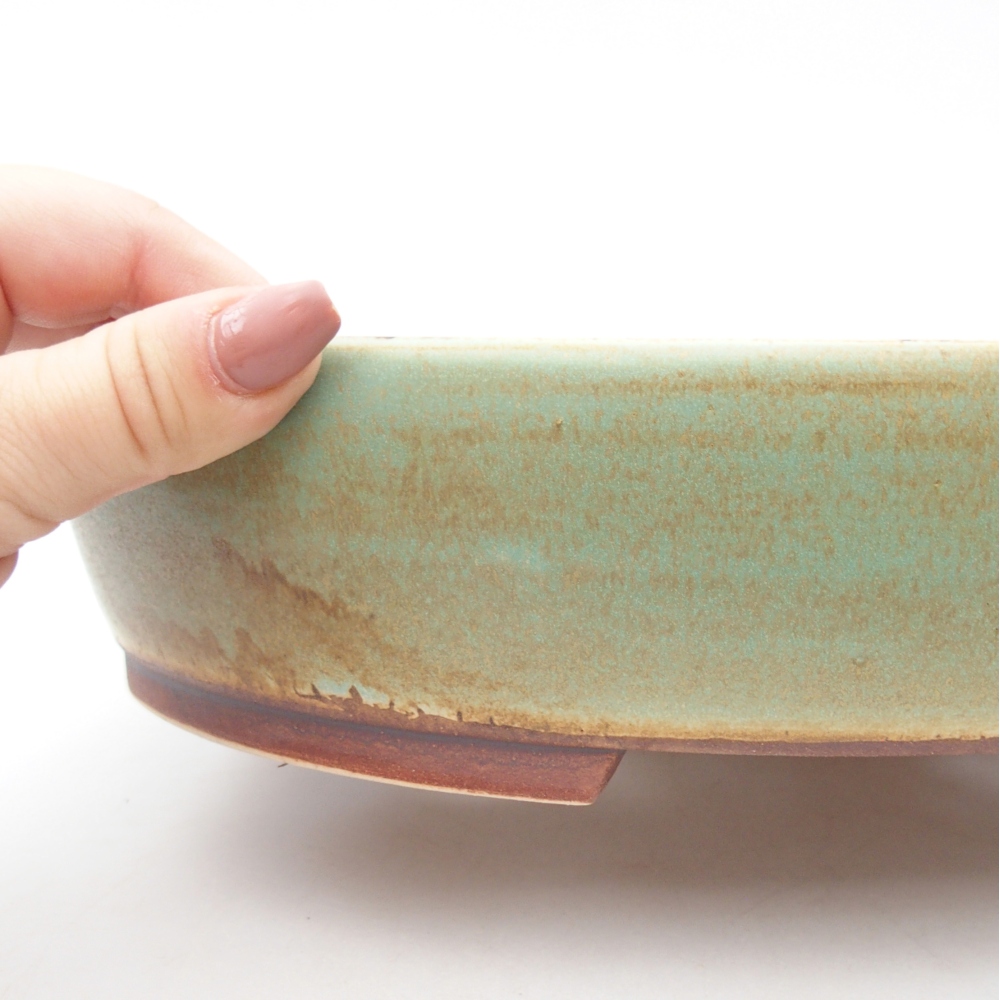 Keramická bonsai miska 28 x 24,5 x 6 cm, barva zelená