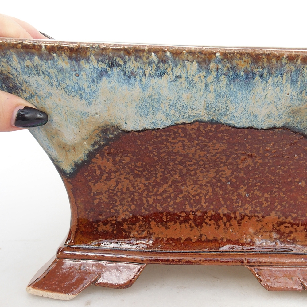 Keramická bonsai miska 24 x 24 x 14 cm, barva hnědá