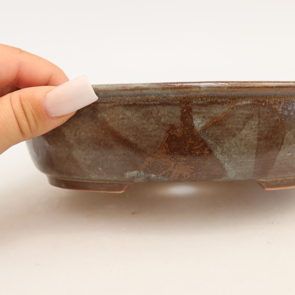Keramická bonsai miska 19 x 14,5 x 5 cm, barva hnědá