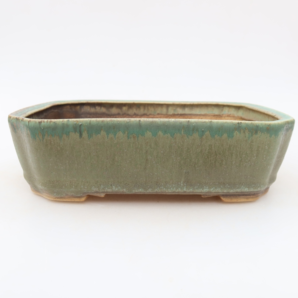Keramická bonsai miska 21,5 x 18 x 6 cm, barva zelená
