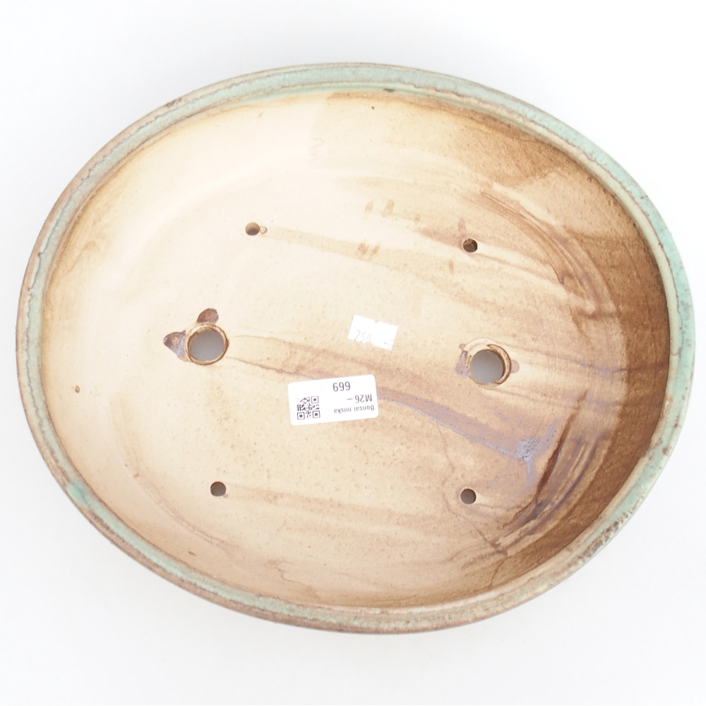 Keramická bonsai miska 28,5 x 25 x 6 cm, barva zelená